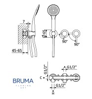 MEDIDAS MONOMANDO DUCHA EMPOTRADO LUSITANO BRUMA